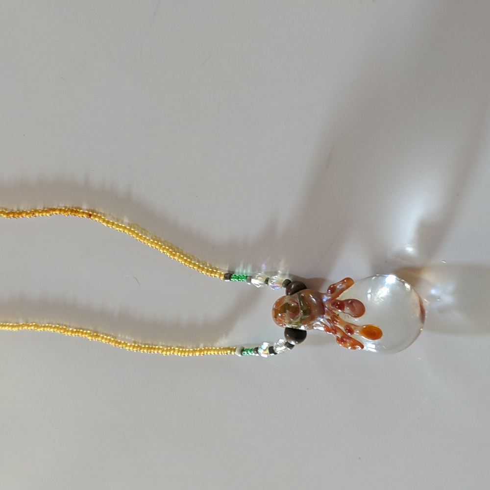 Blown Glass Octopus Handmade Vintage Necklace